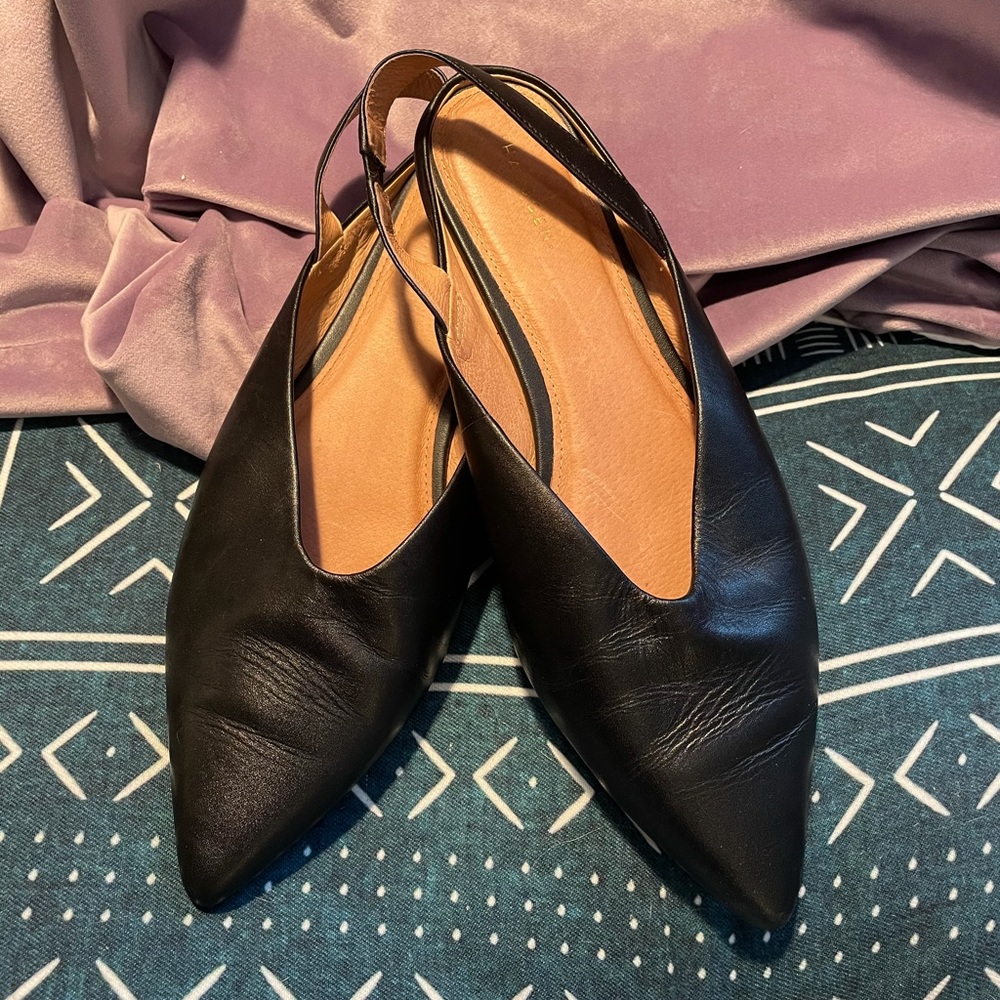 Black Leather Halogen Flats